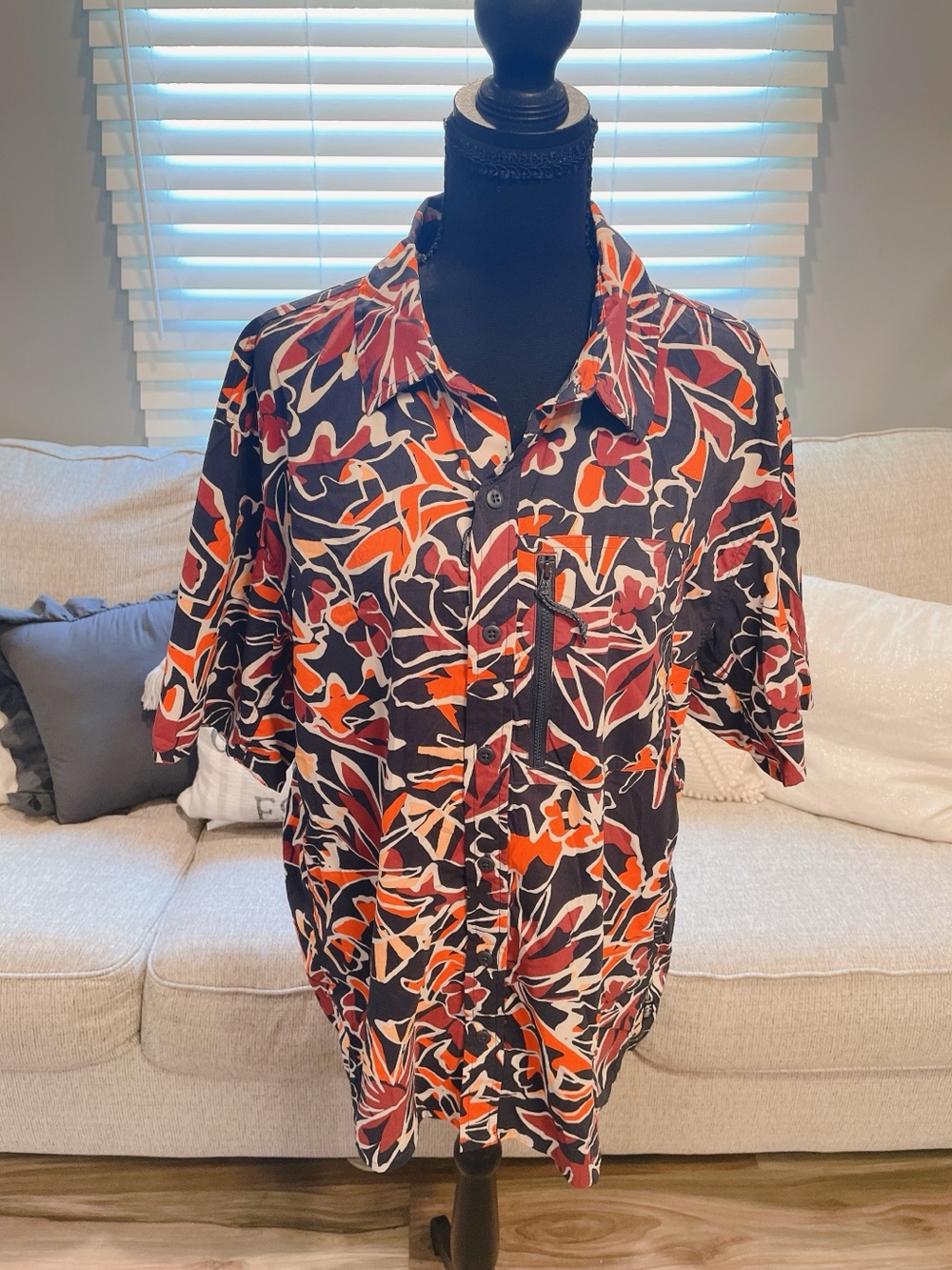 REI Co Op Floral Print Button Up Shirt Size Large